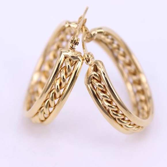 18K gold plated hoop earrings - Picture 3 of 5